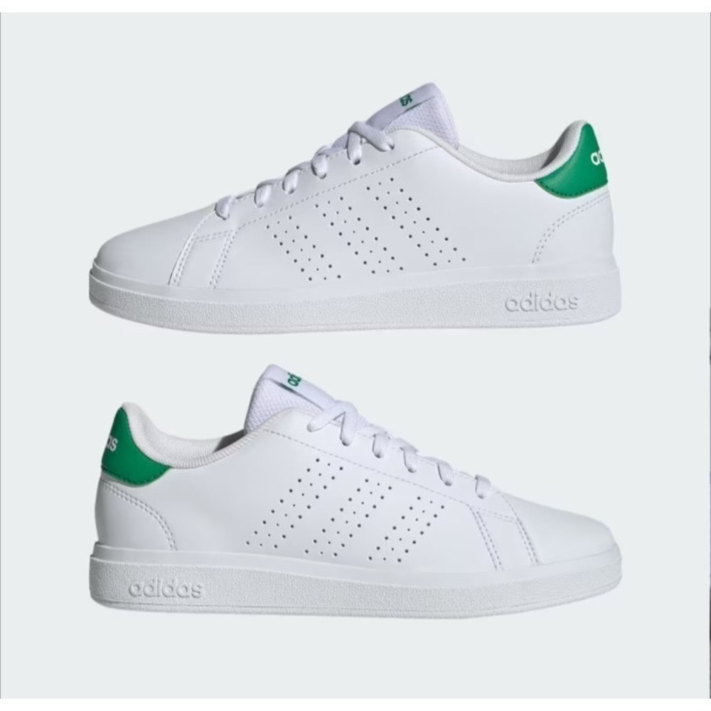 Adidas Advantage Base 2.0 Shoes Sneakers Youth Bid Kids Size 6 White Green NEW